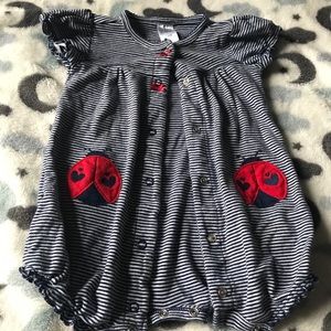 3-6m outfit striped with ladybugs